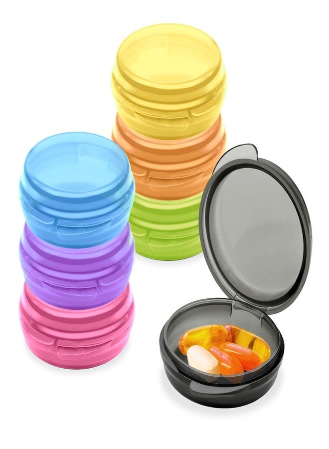 keepsweat 7Pcs Small Pill Box,Daily Pill Organizer Portable Travel Pill Box for Purse Pocket Mini Medicine Storage Container for Storing Fish Oil,Pills,and Vitamin Tablets(7 Colors) - Image 1
